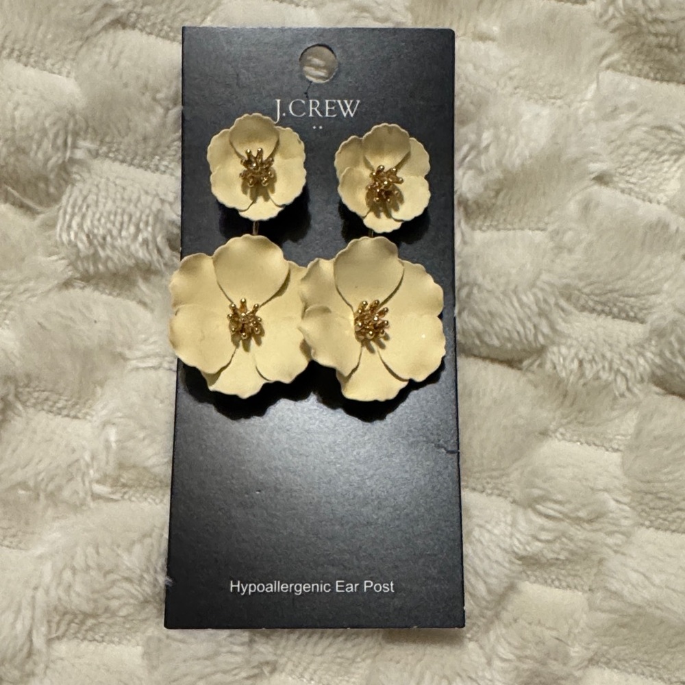 J. Crew Ivory Floral Earrings Set